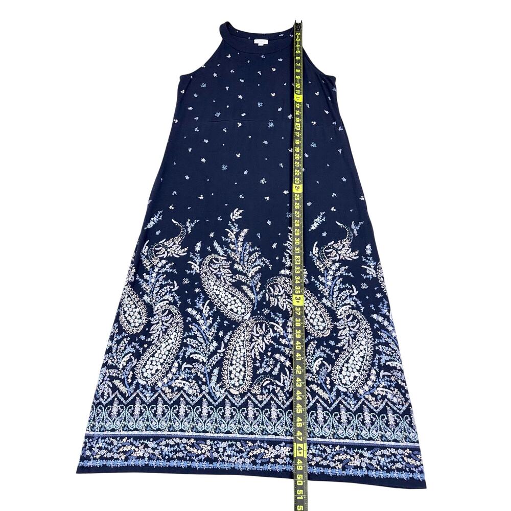 J Jill Paisley Halter Neck Maxi Dress Medium Navy Blue Resortwear - Picture 14 of 14